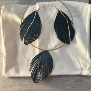 Black and Gold Feather Earrings Nature-Inspired Jewelry